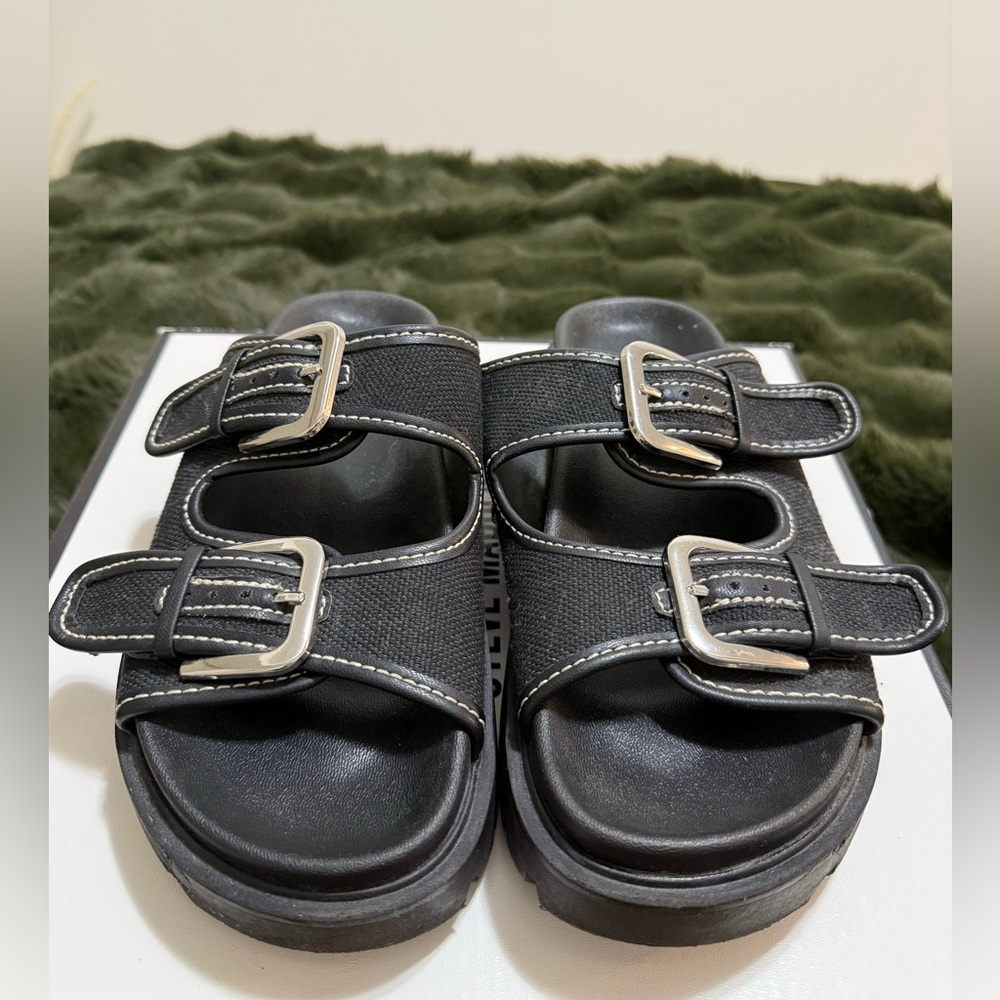 H&M Black Sandals with Silver Buckles